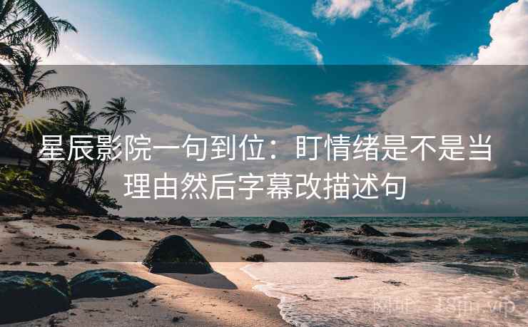 星辰影院一句到位：盯情绪是不是当理由然后字幕改描述句