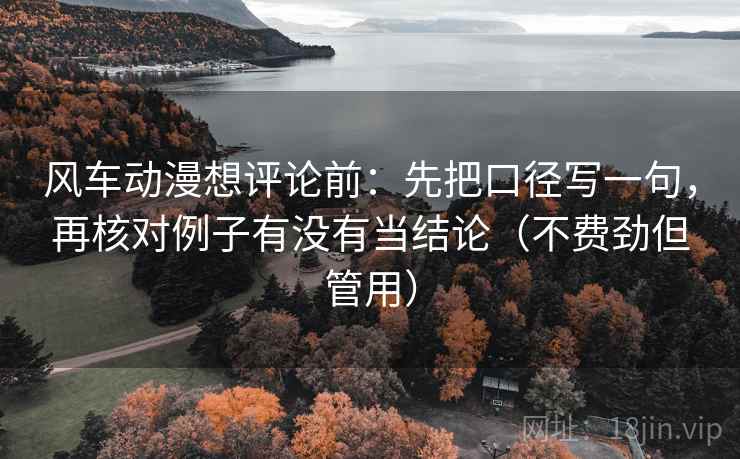 风车动漫想评论前：先把口径写一句，再核对例子有没有当结论（不费劲但管用）